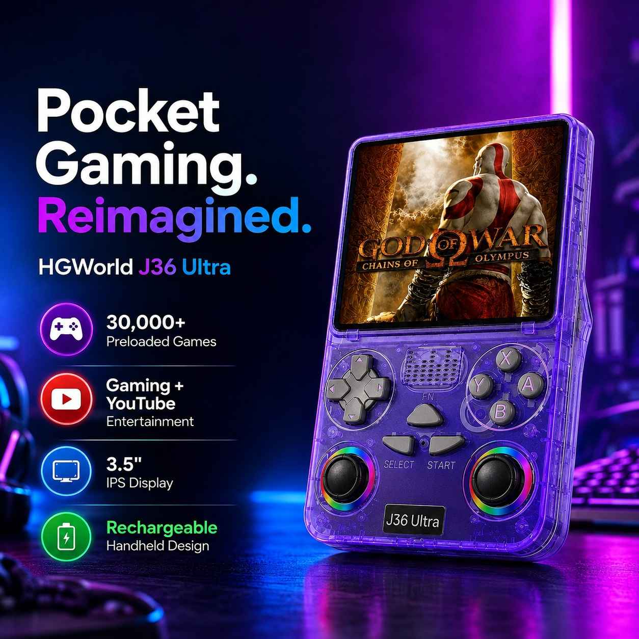 Homafy Handheld Retro Gamepod Pro 30,000+ Games & Youtube - Image 8