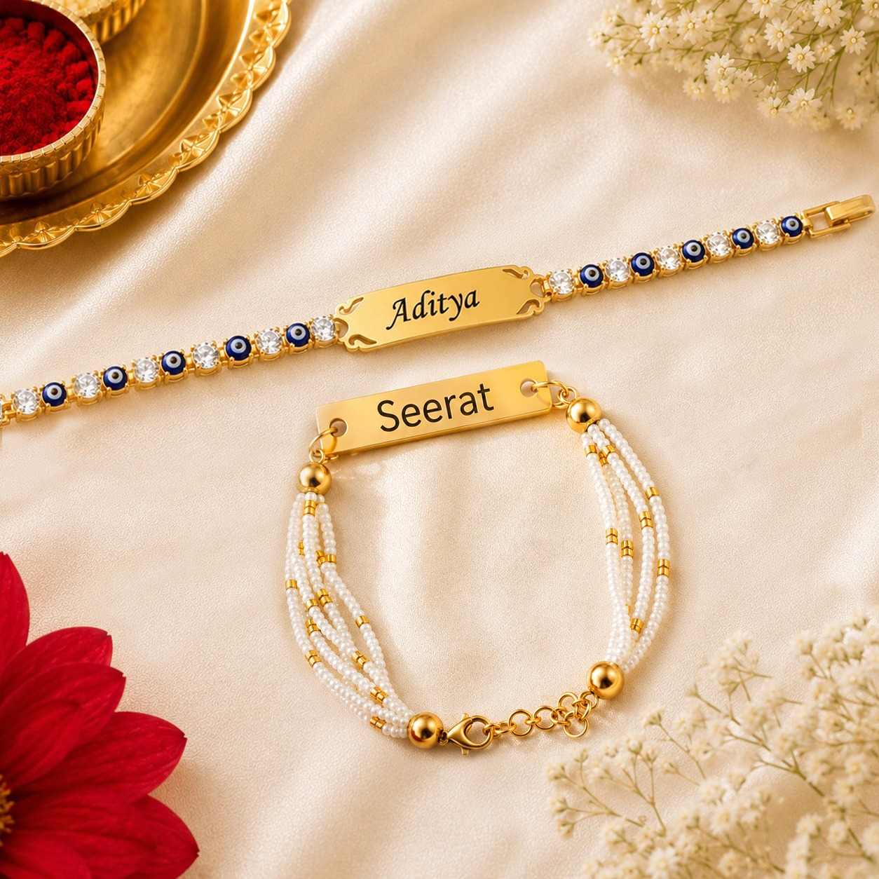 Personalised Couple Bracelet Combo Set